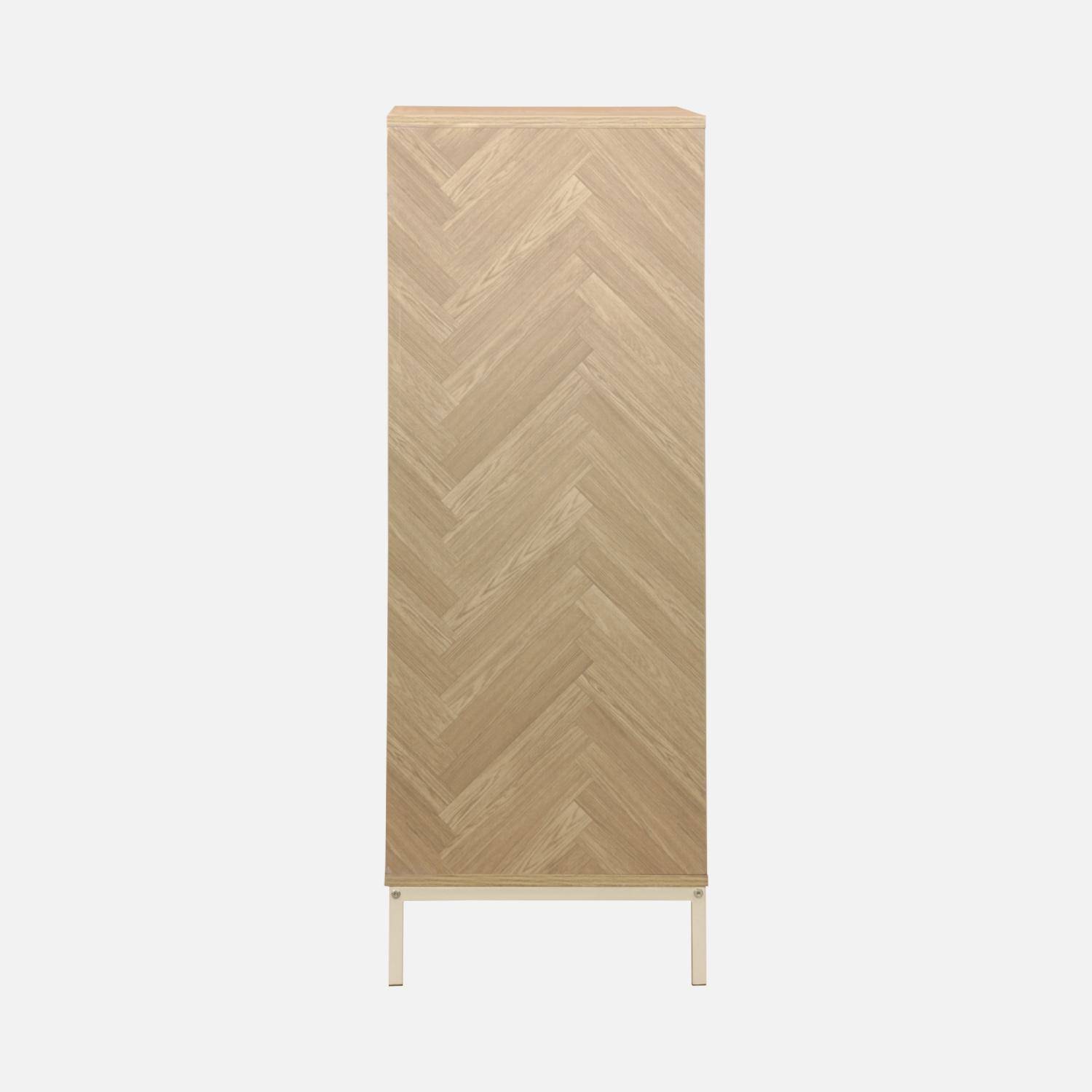 Herringbone, parquet wood-style 2-door storage cabinet, 80x40x110cm, Budapest, 2 doors, 3 shelves Photo6