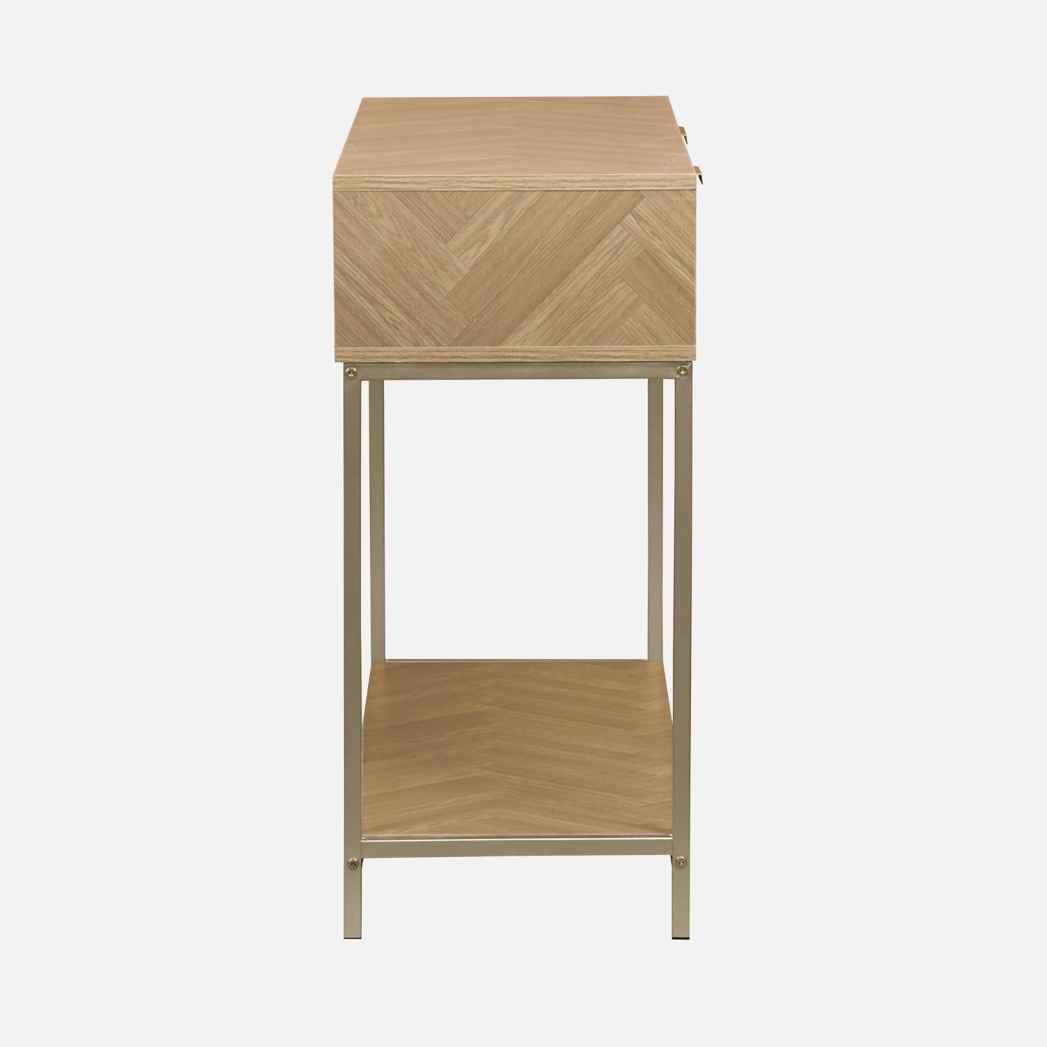 Console Design Scandinave Effet Frêne - Longueur 110 Cm, Avec étagère, Style épuré Et Pieds Fins, Pour Salon Ou Entrée - 6
