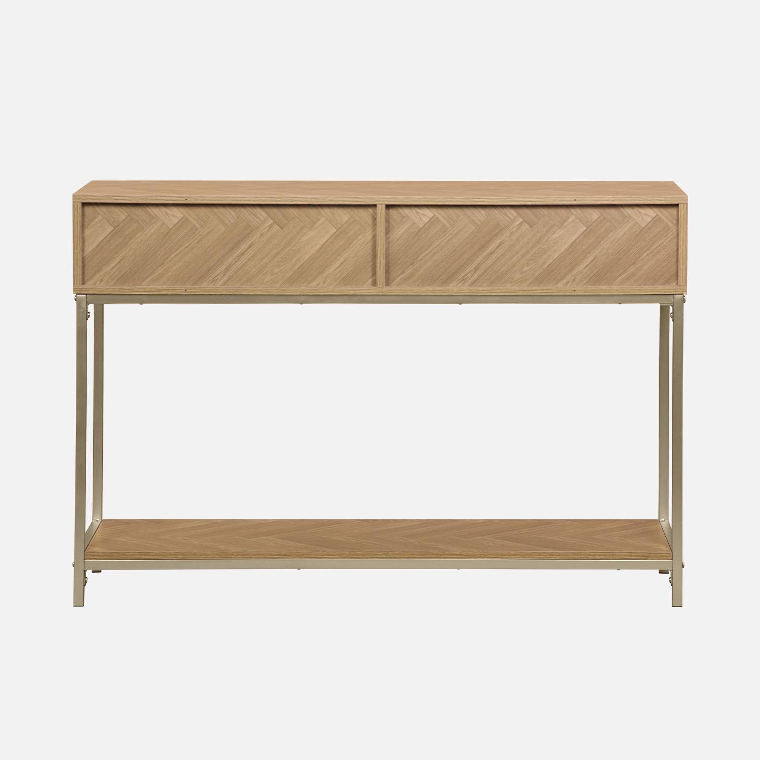 Herringbone hallway console table with 2 drawers, 110x35x75cm - Budapest - Natural Photo7