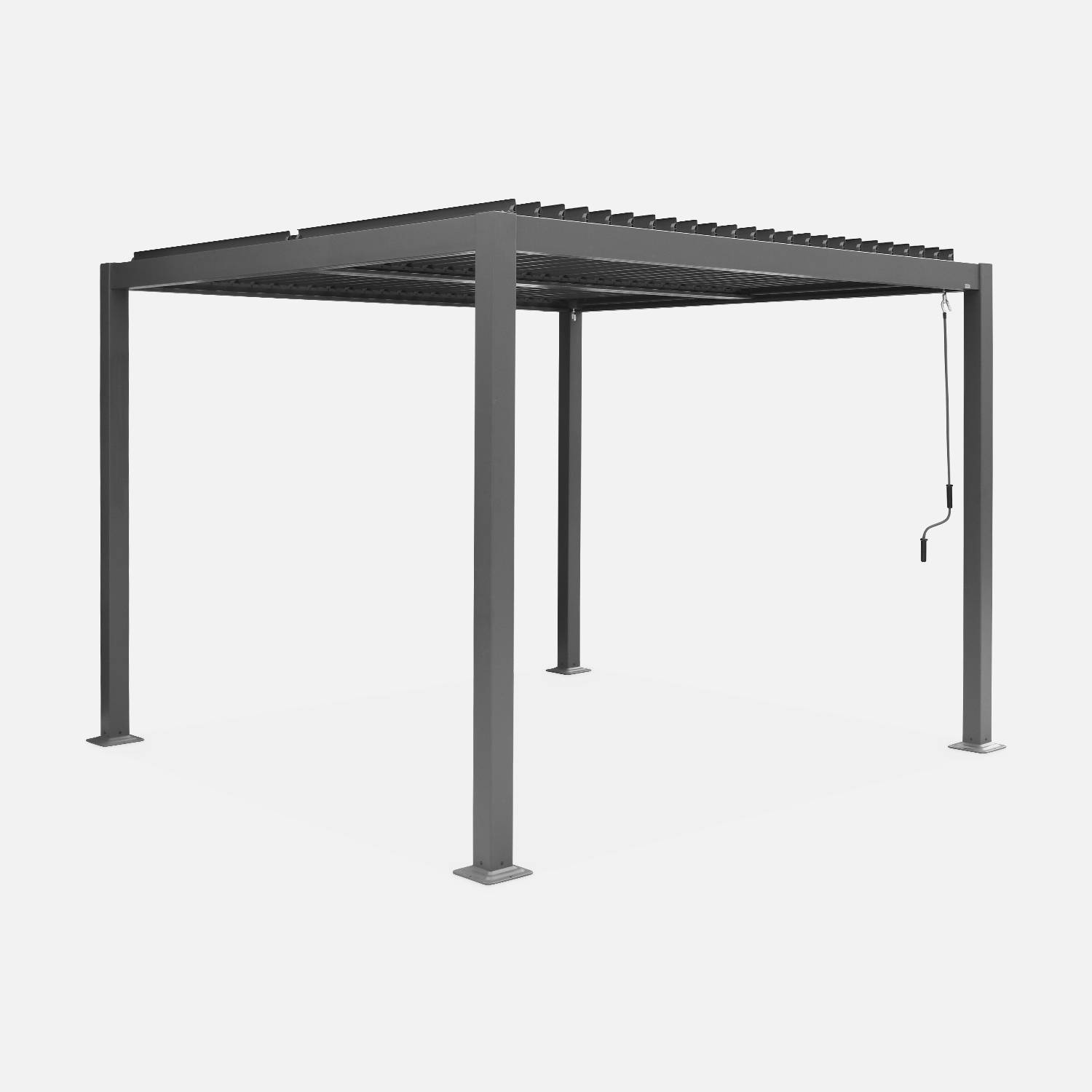 3x3m louvered aluminium pergola with adjustable slats, Anthracite