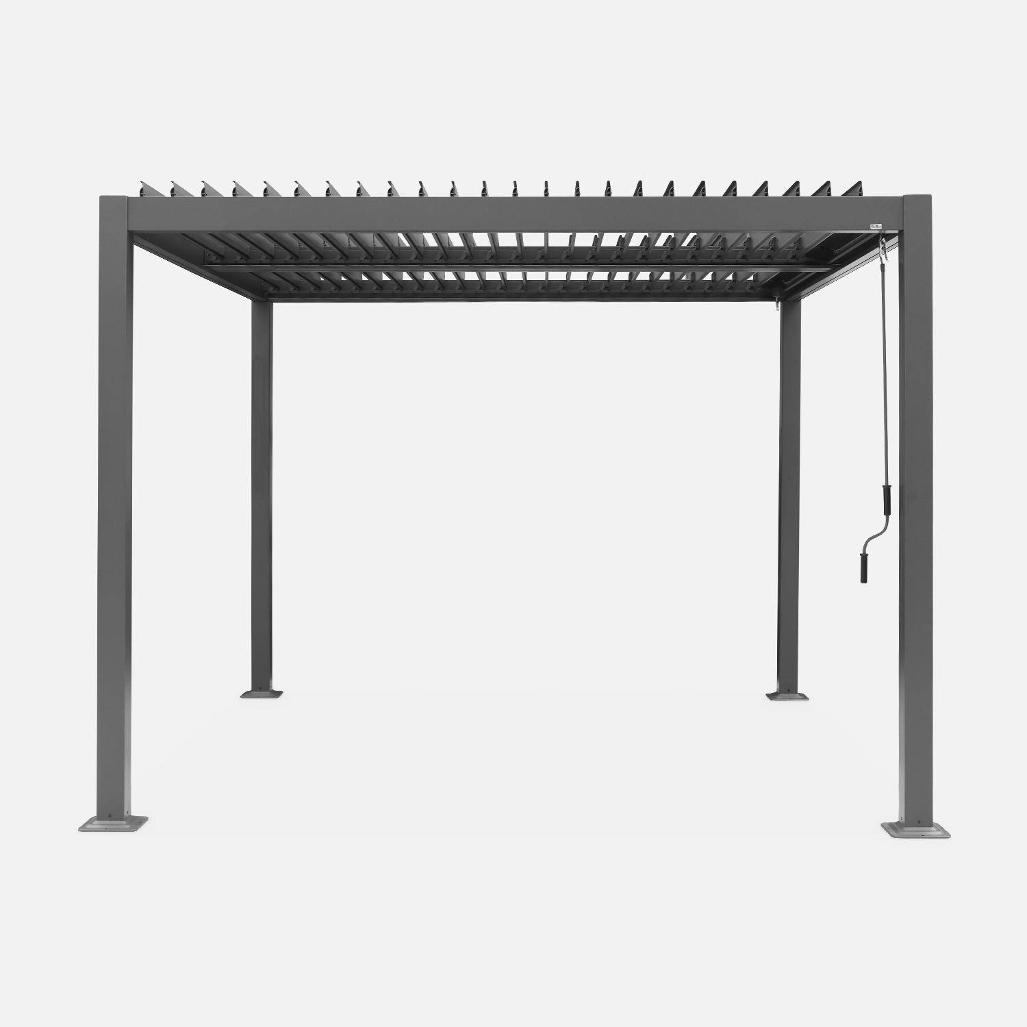 3x3 Bioclimatic Louvred Pergola with Adjustable Slats for Year-Round Outdoor Comfort, Anthracite,sweeek,Photo2