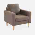 Bruine stoffen zetel - Bjorn - 1-zits sofa met houten poten, Scandinavische stijl Photo2