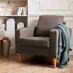Bruine stoffen armstoel - Bjorn - 1-zits sofa met houten poten, Scandinavische stijl Photo1