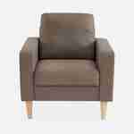 Bruine stoffen zetel - Bjorn - 1-zits sofa met houten poten, Scandinavische stijl Photo3