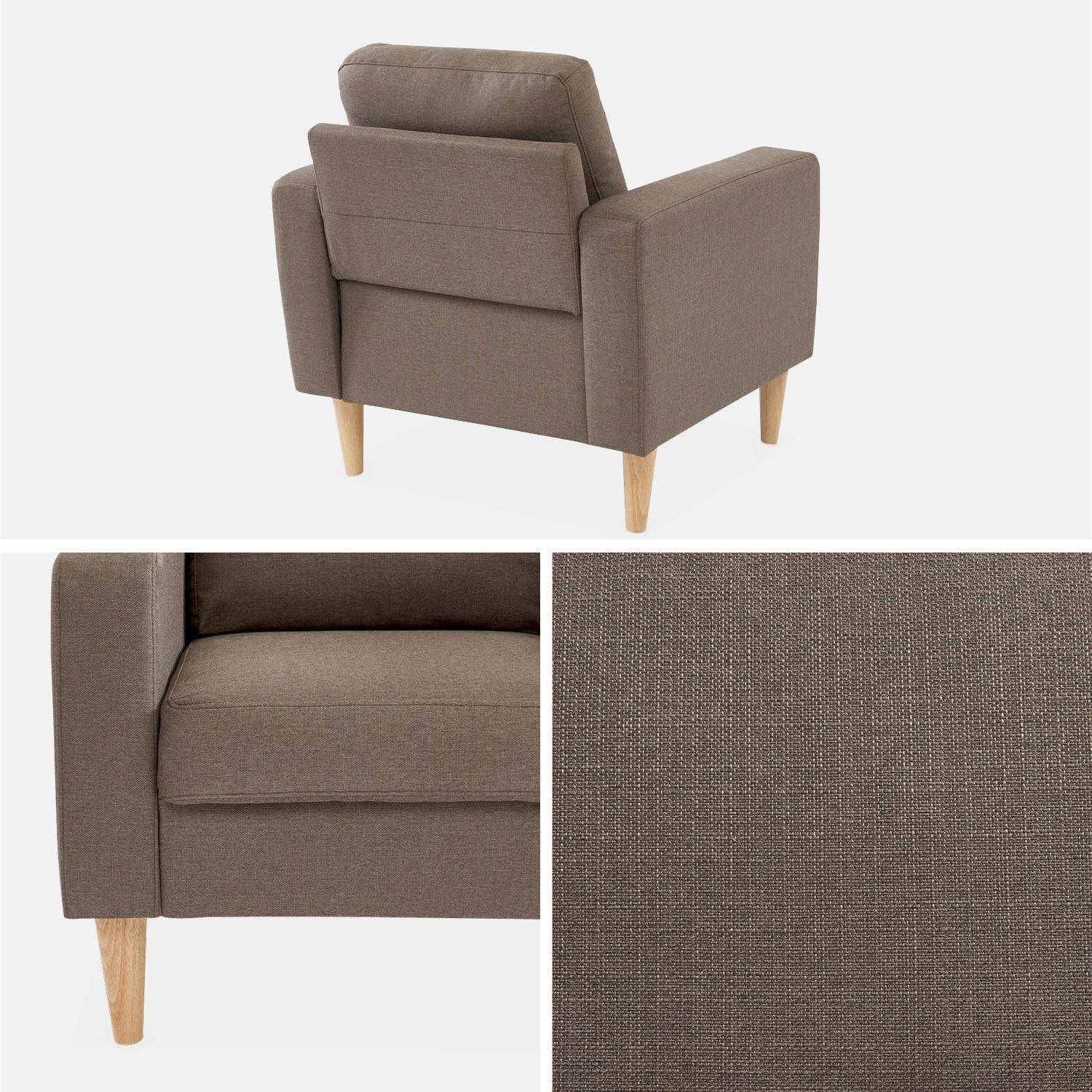 Bruine stoffen zetel - Bjorn - 1-zits sofa met houten poten, Scandinavische stijl Photo4