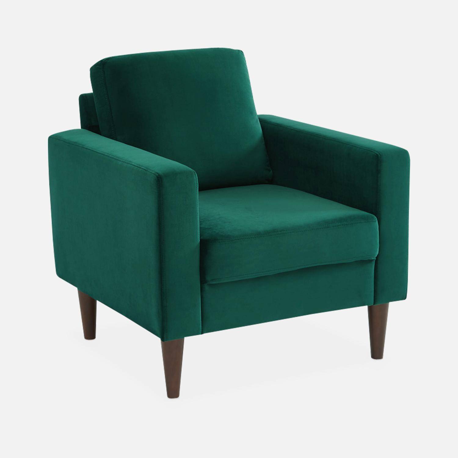 Sillón vintage de terciopelo con patas de madera Verde ingles - 78x77x70 cm,sweeek,Photo4