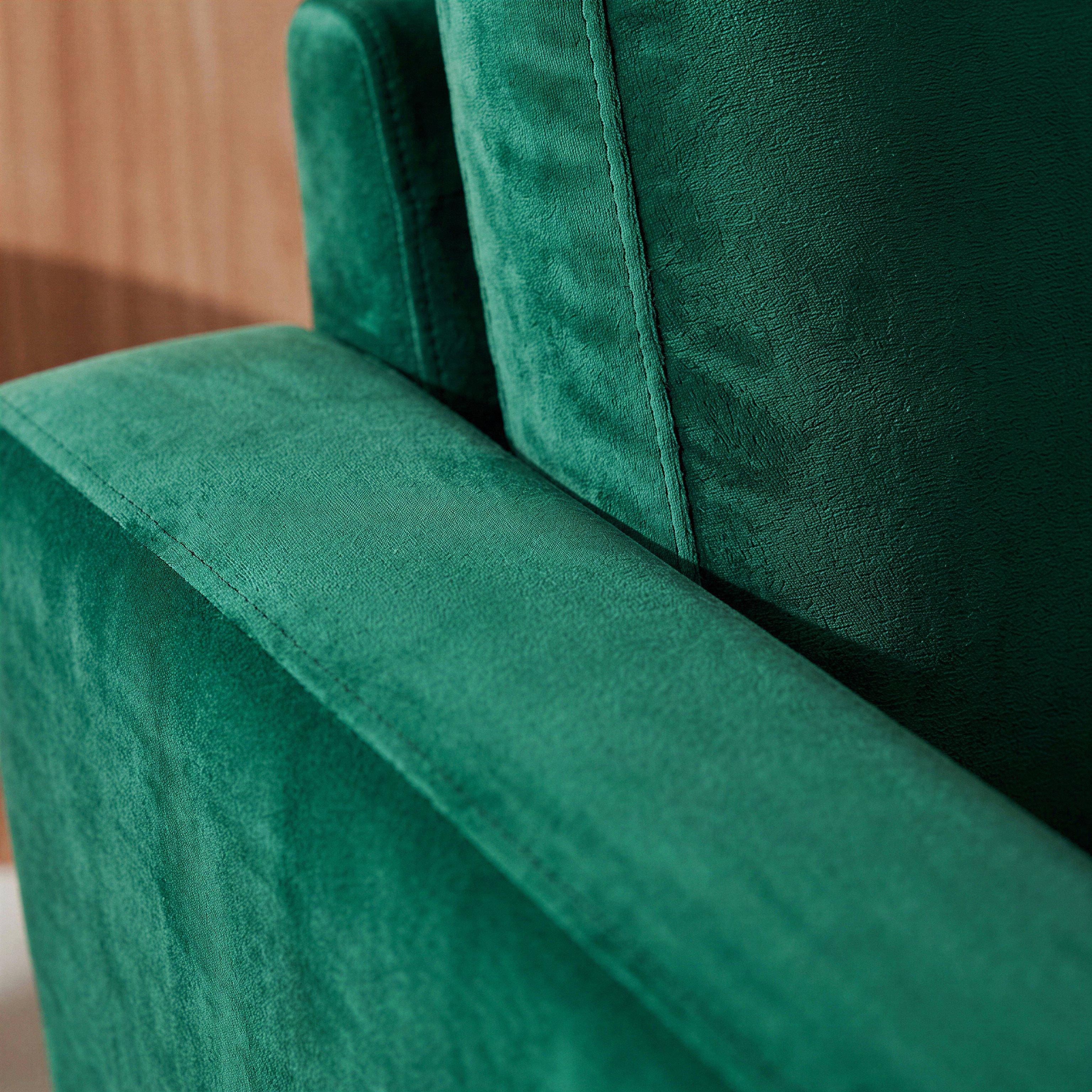 Sillón vintage de terciopelo con patas de madera Verde ingles - 78x77x70 cm Photo3
