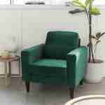 Donkergronen velours zetel - Bjorn - 1-zits sofa, rechte houten poten Photo1