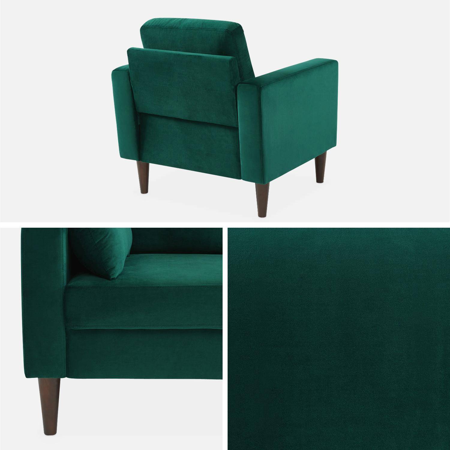 Sillón vintage de terciopelo con patas de madera Verde ingles - 78x77x70 cm,sweeek,Photo5