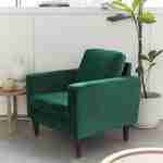 Donkergroene velours armstoel - Bjorn - 1-zits sofa, rechte houten poten Photo2