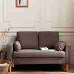 Stoffen tweezits sofa bruin - Bjorn - 2-zits bank met houten poten, scandinavische stijl   Photo1