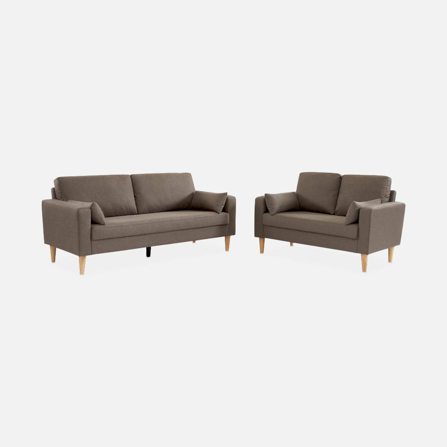 Stoffen tweezits sofa bruin - Bjorn - 2-zits bank met houten poten, scandinavische stijl  ,sweeek,Photo5
