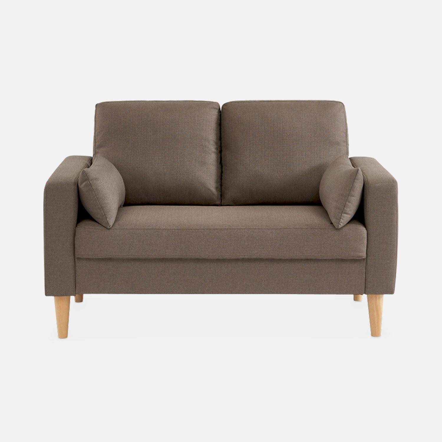 Stoffen tweezits sofa bruin - Bjorn - 2-zits bank met houten poten, scandinavische stijl  ,sweeek,Photo3