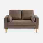 Stoffen tweezits sofa bruin - Bjorn - 2-zits bank met houten poten, scandinavische stijl   Photo3