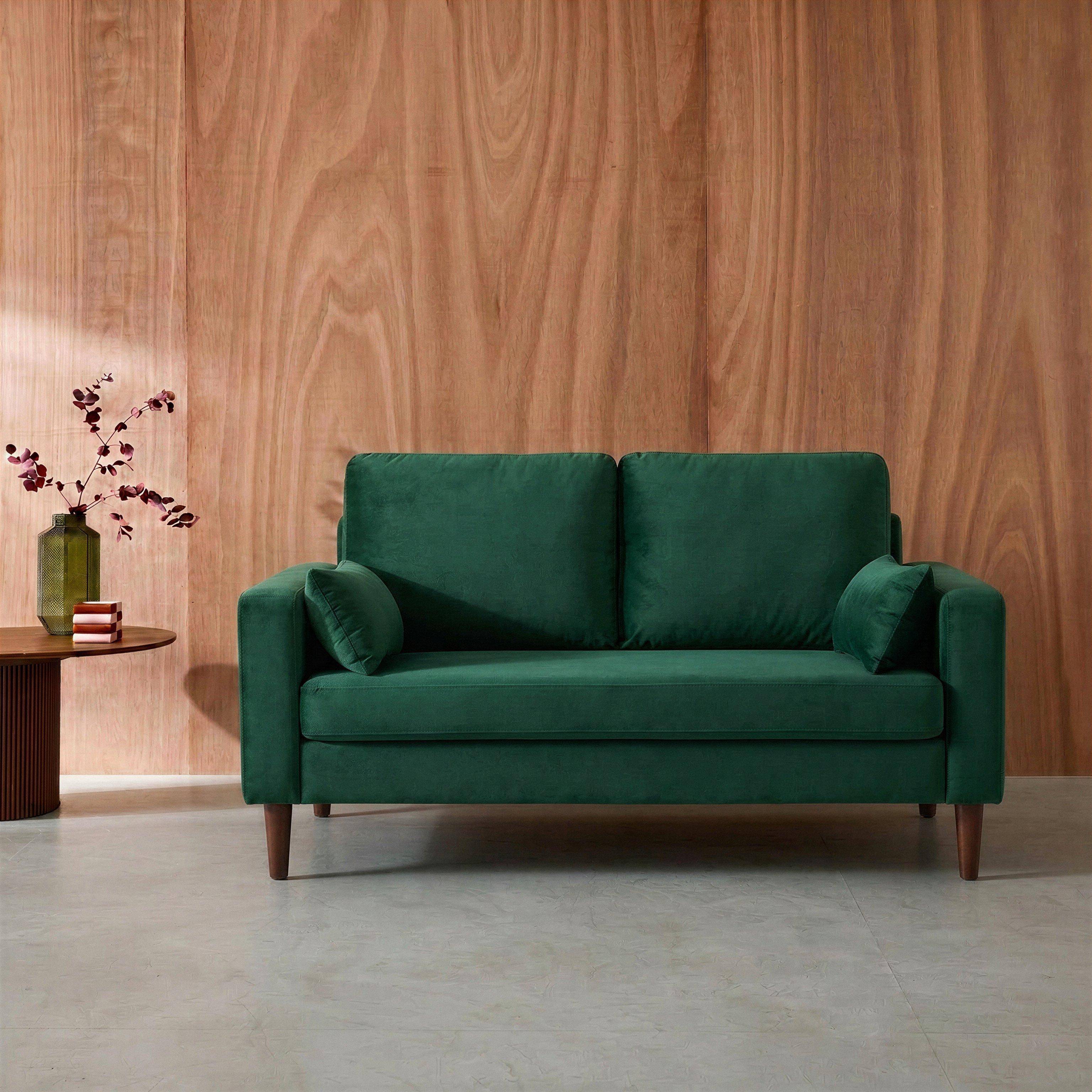 2-Sitz Sofa - Bjorn 2 - Englischgrün, Gestell aus Holz, Samtbezug, Sofa im skandinavischen Stil  Photo1