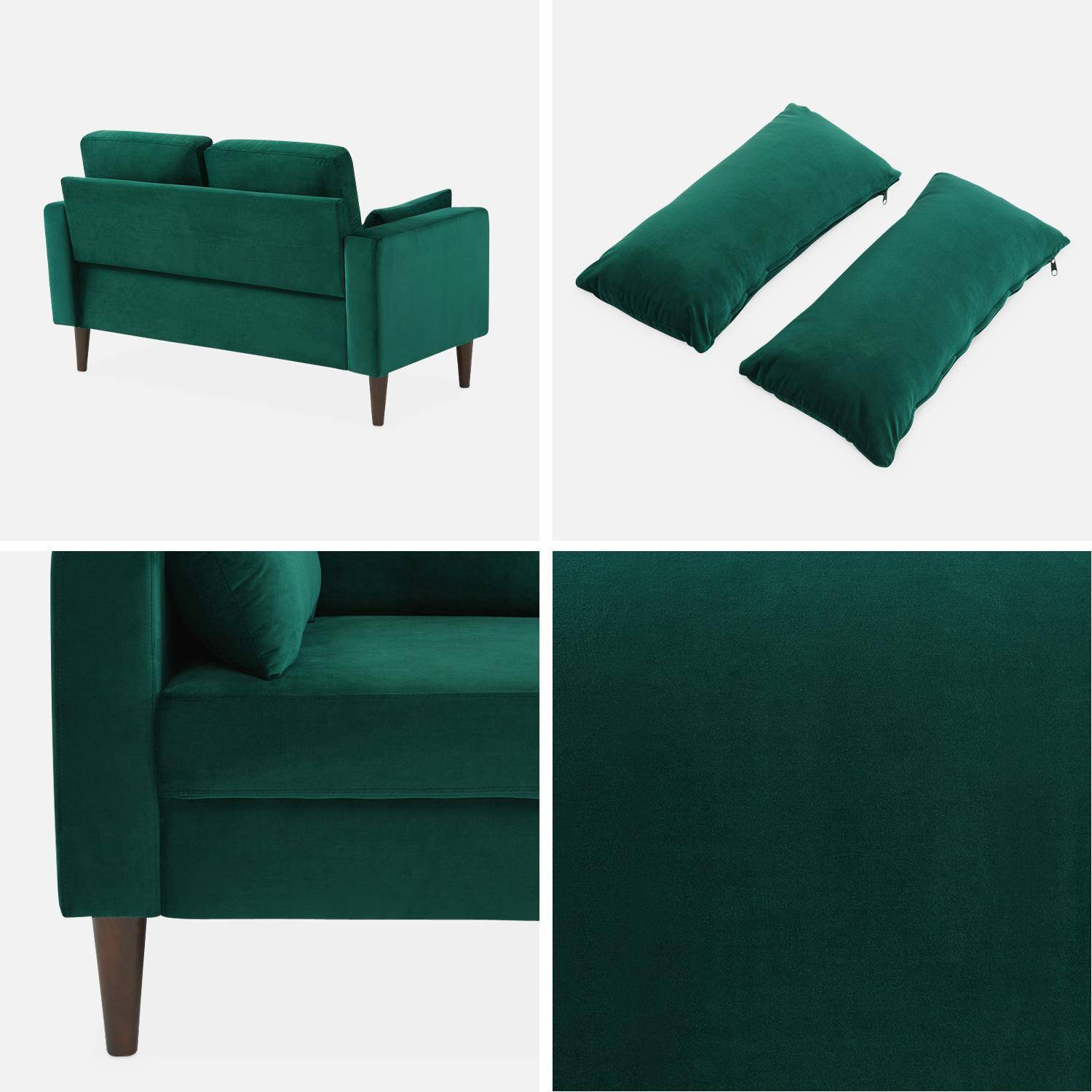 2-Sitz Sofa - Bjorn 2 - Englischgrün, Gestell aus Holz, Samtbezug, Sofa im skandinavischen Stil ,sweeek,Photo4
