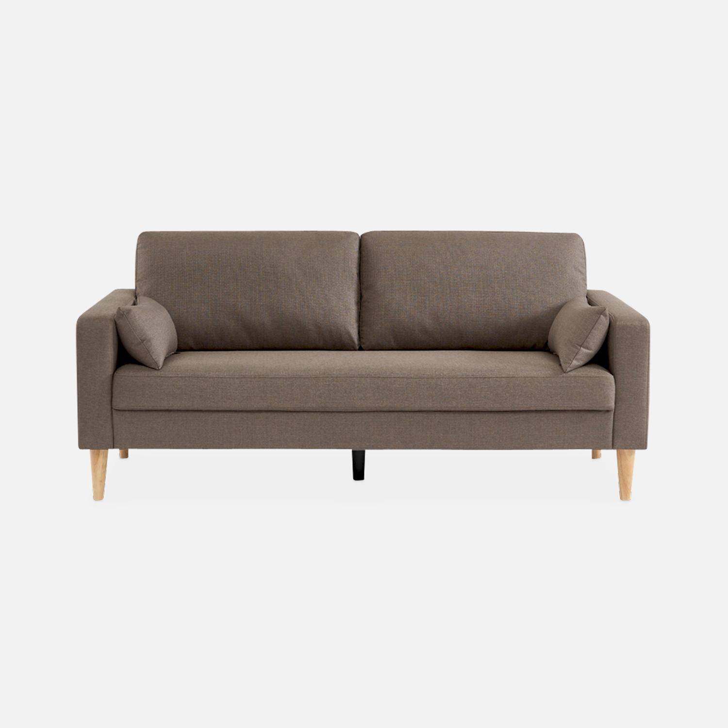 Donkergrijze stoffen driezits sofa - Bjorn - 3-zits bank met houten poten, scandinavische stijl   Photo3