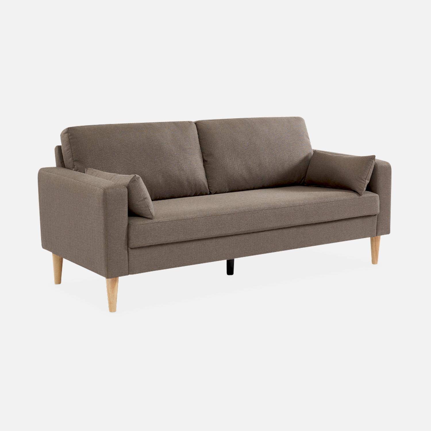 Donkergrijze stoffen driezits sofa - Bjorn - 3-zits bank met houten poten, scandinavische stijl  ,sweeek,Photo2