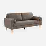 Donkergrijze stoffen driezits sofa - Bjorn - 3-zits bank met houten poten, scandinavische stijl   Photo2