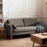 Donkergrijze stoffen driezits sofa - Bjorn - 3-zits bank met houten poten, scandinavische stijl   Photo1