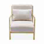 Wooden armchair with scandi-style compass legs and cushion - Lorens - Beige Photo5