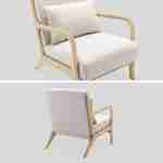 Wooden armchair with scandi-style compass legs and cushion - Lorens - Beige Photo6
