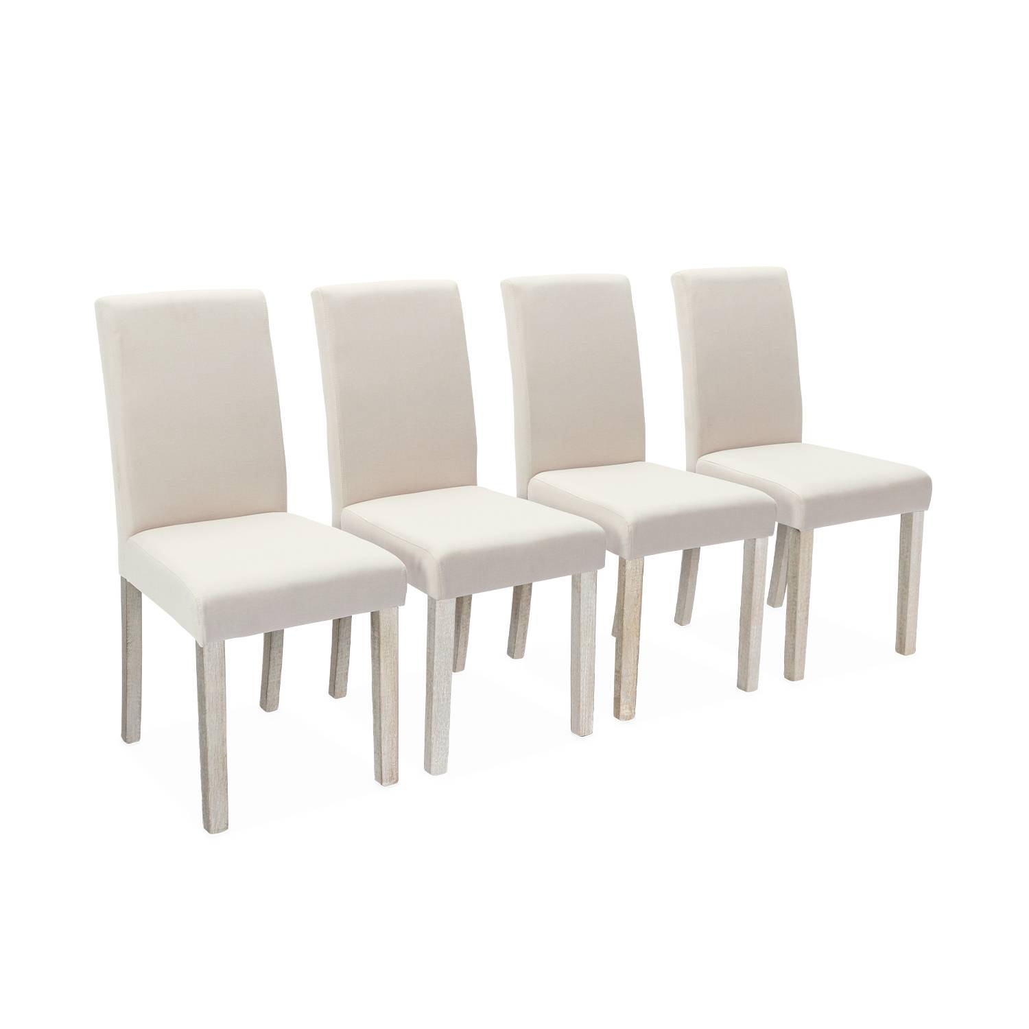 Set of 4 fabric dining chairs with wooden legs