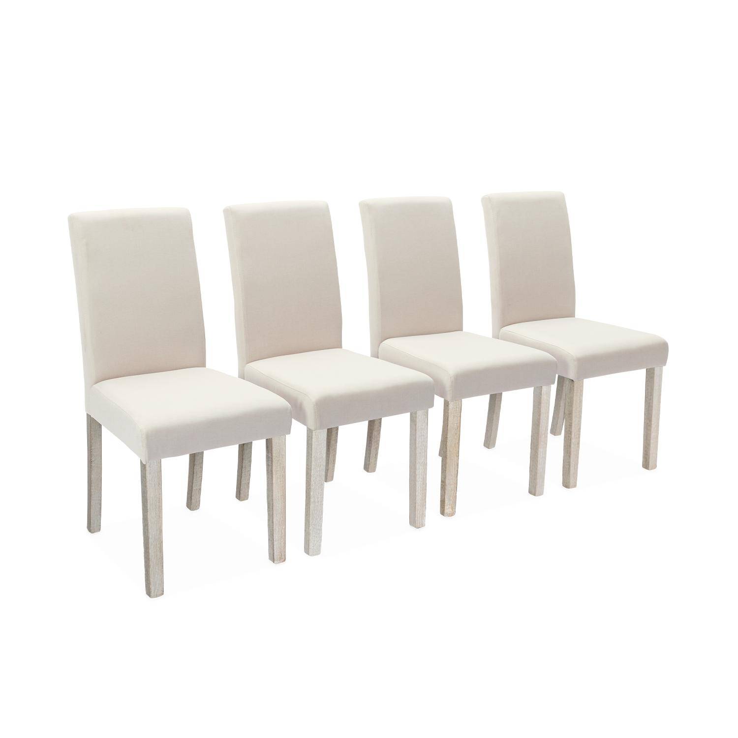 Set of 4 fabric dining chairs with wooden legs - Rita - Beige,sweeek,Photo2