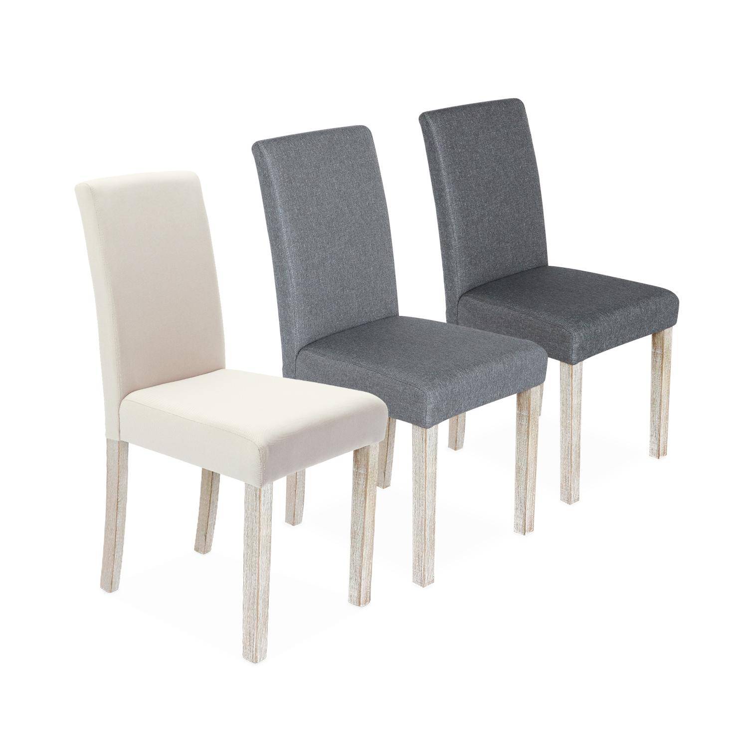 Set of 4 fabric dining chairs with wooden legs - Rita - Beige,sweeek,Photo5