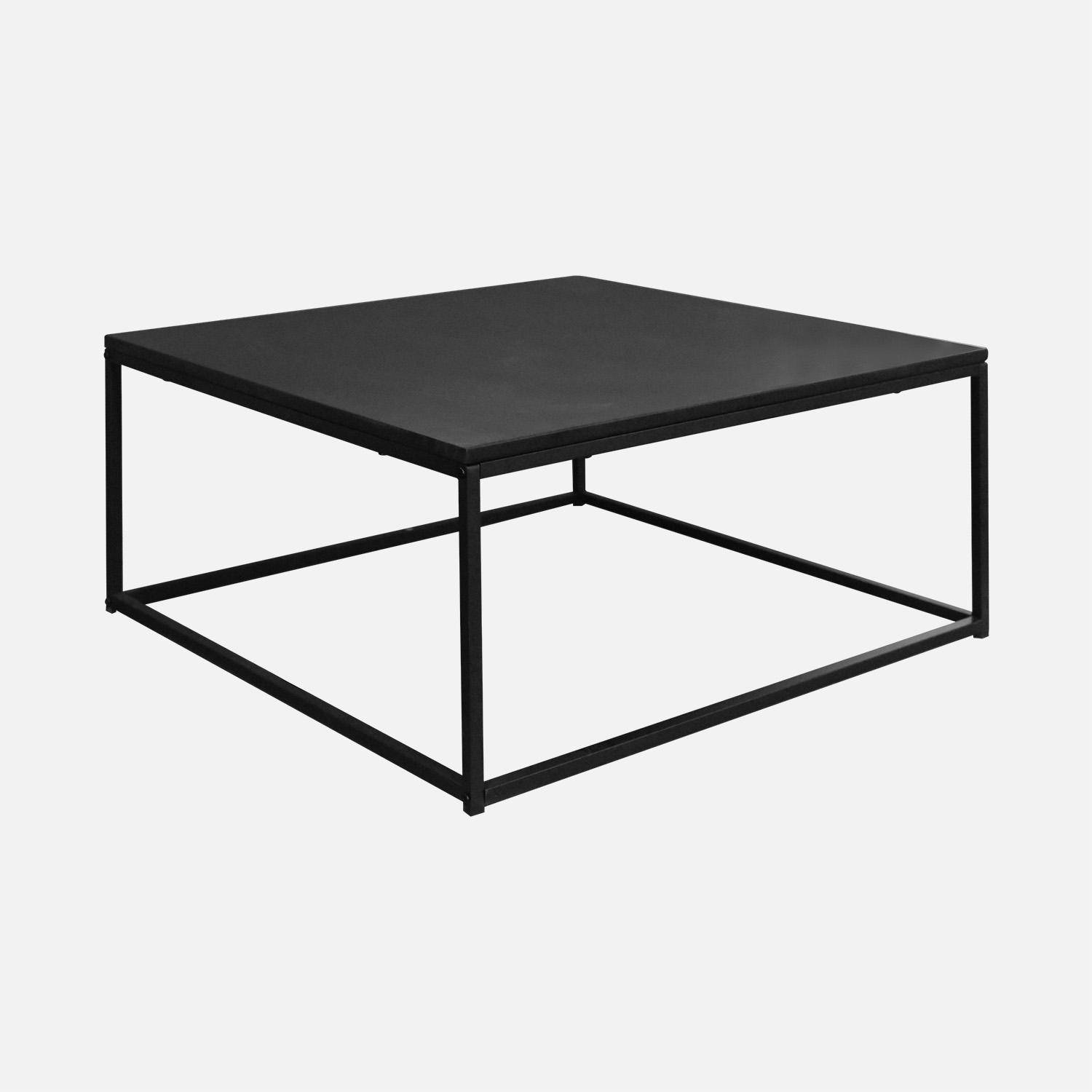Table basse, Industrielle, structure métal noir, L 80 x l 80 x H 36cm,sweeek,Photo3