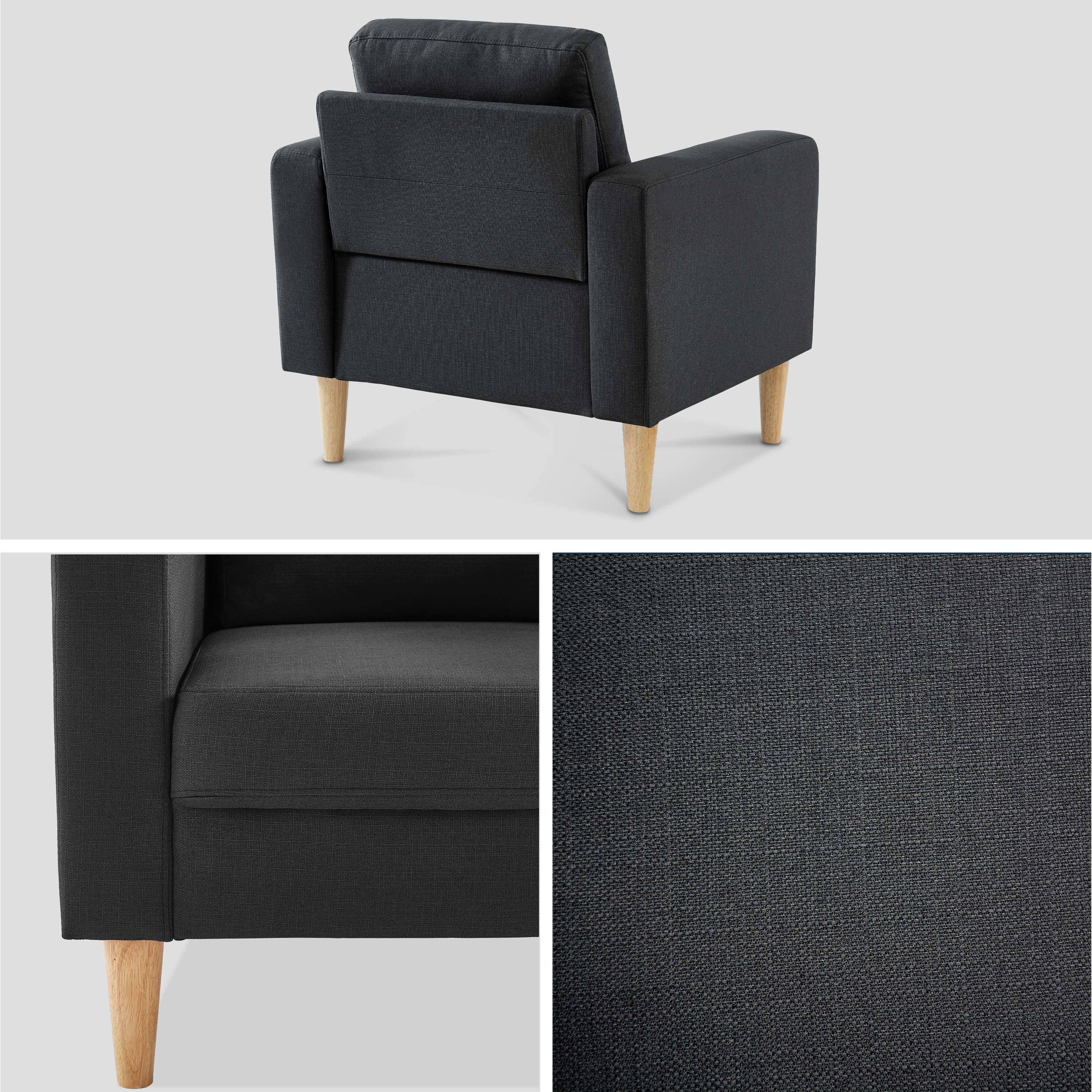 Scandi-style armchair with wooden legs - Bjorn - Dark Grey,sweeek,Photo4