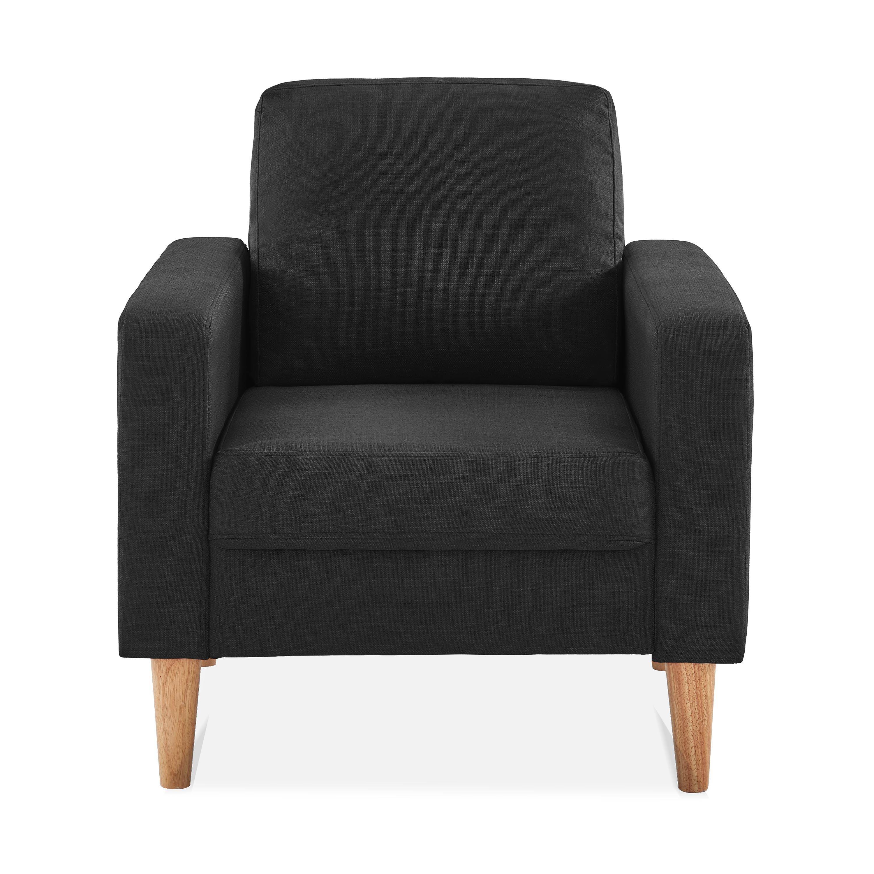 Scandi-style armchair with wooden legs - Bjorn - Dark Grey,sweeek,Photo3