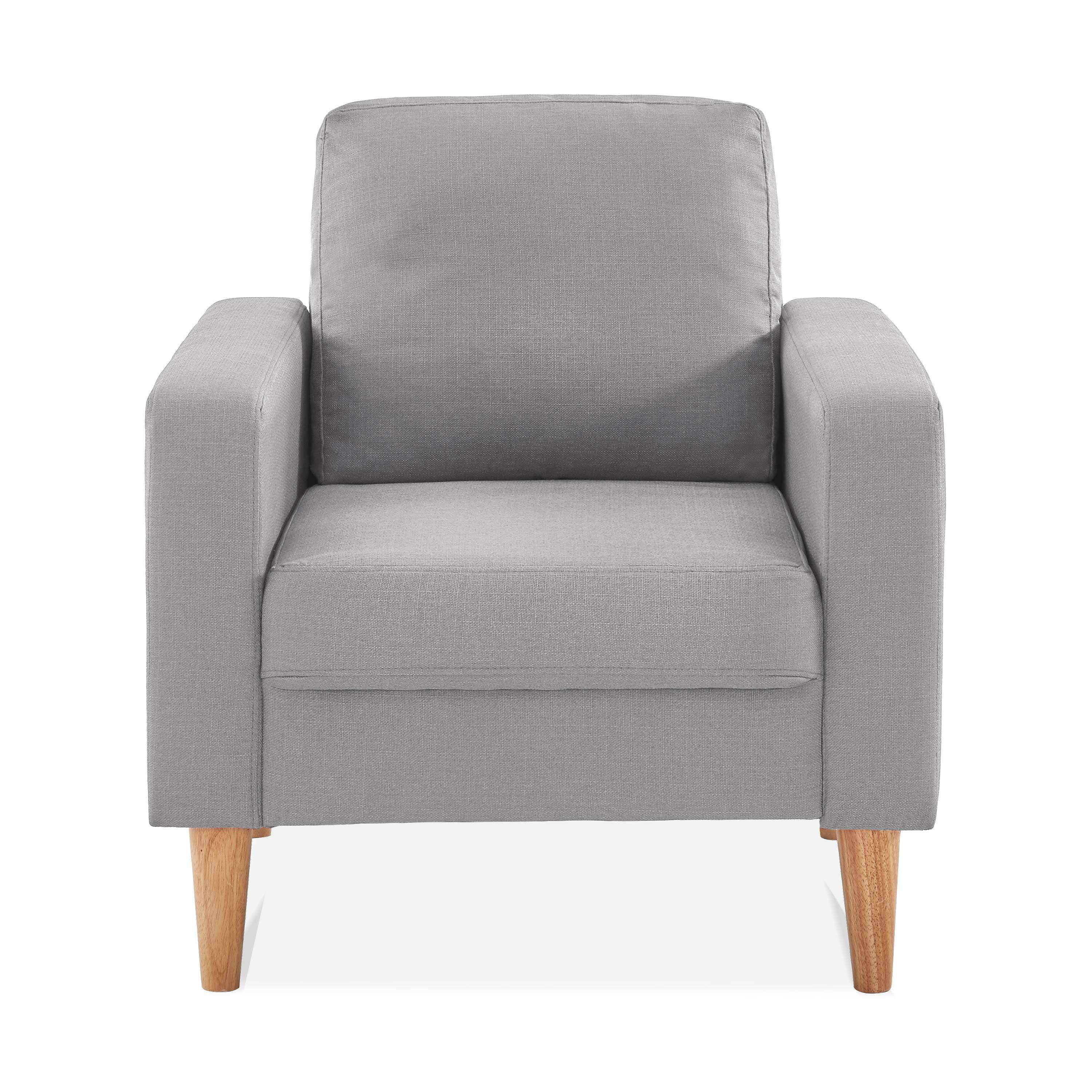 Scandi-style armchair with wooden legs - Bjorn - Light Grey Photo3