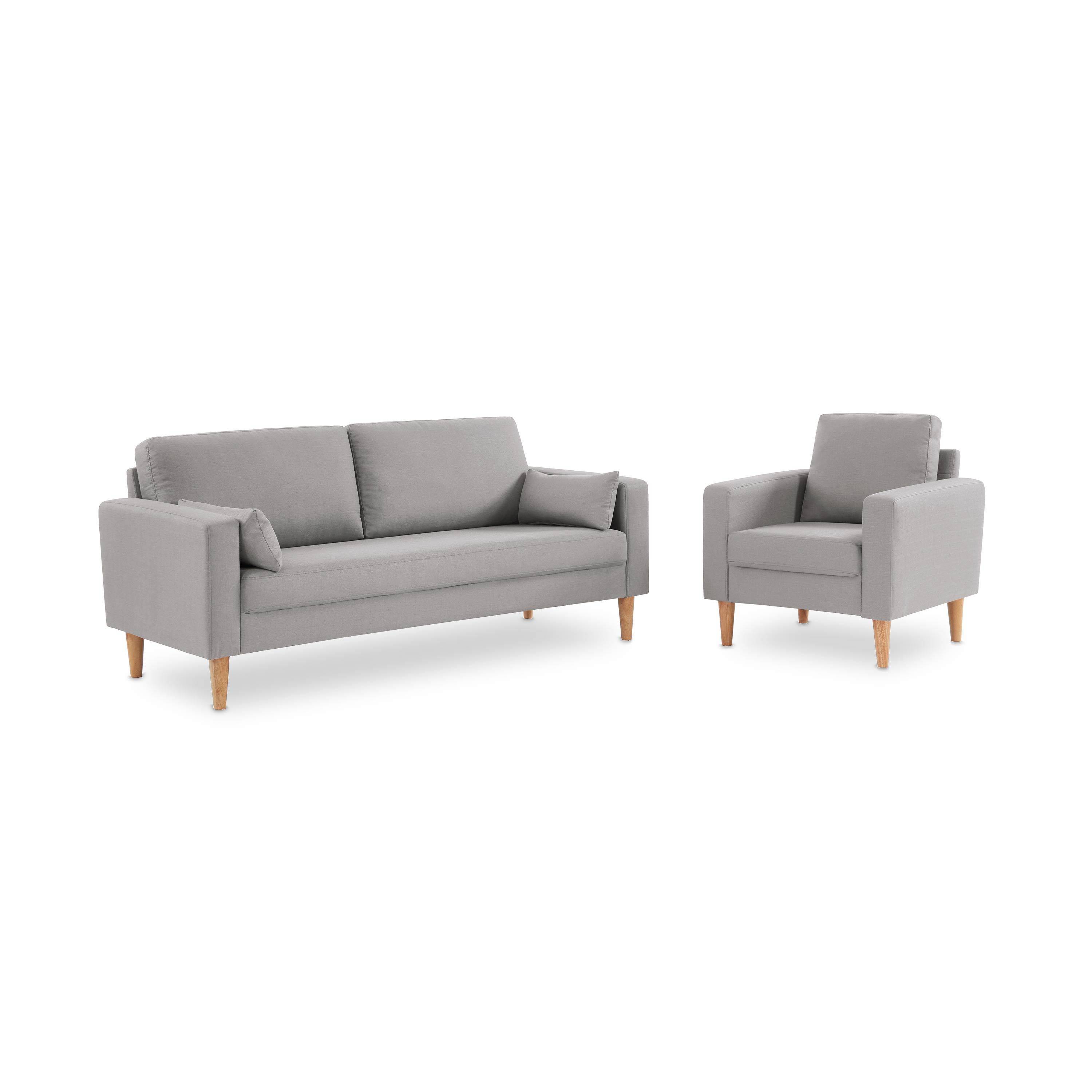 Scandi-style armchair with wooden legs - Bjorn - Light Grey Photo5
