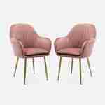 Lote de 2 sillones de terciopelo rosa con patas de metal dorado Photo3
