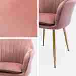Lote de 2 sillones de terciopelo rosa con patas de metal dorado Photo5