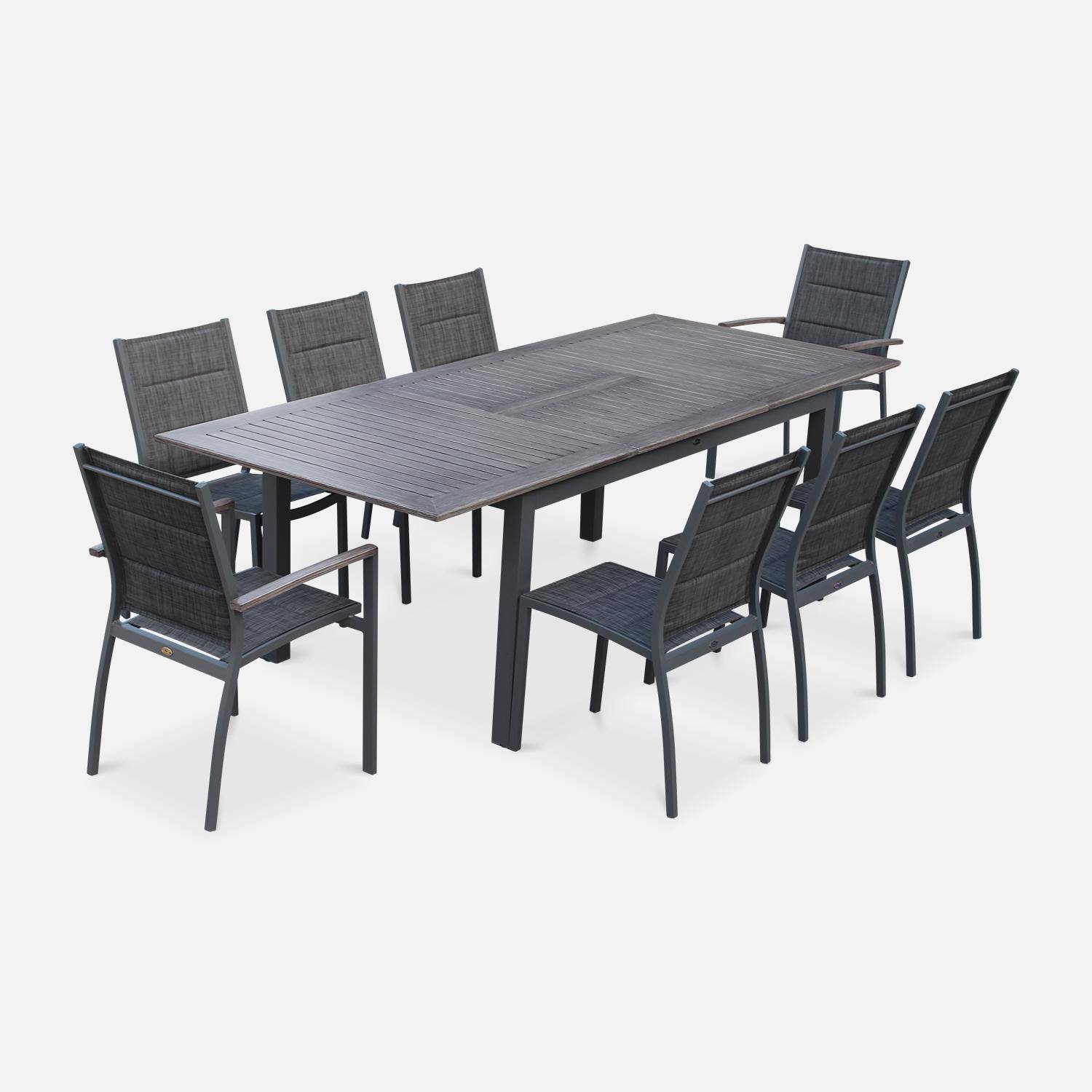 Ausziehbarer Tisch - Chicago Holzeffekt Grau - Aluminiumtisch 175/245cm mit Tischverlängerung Photo3