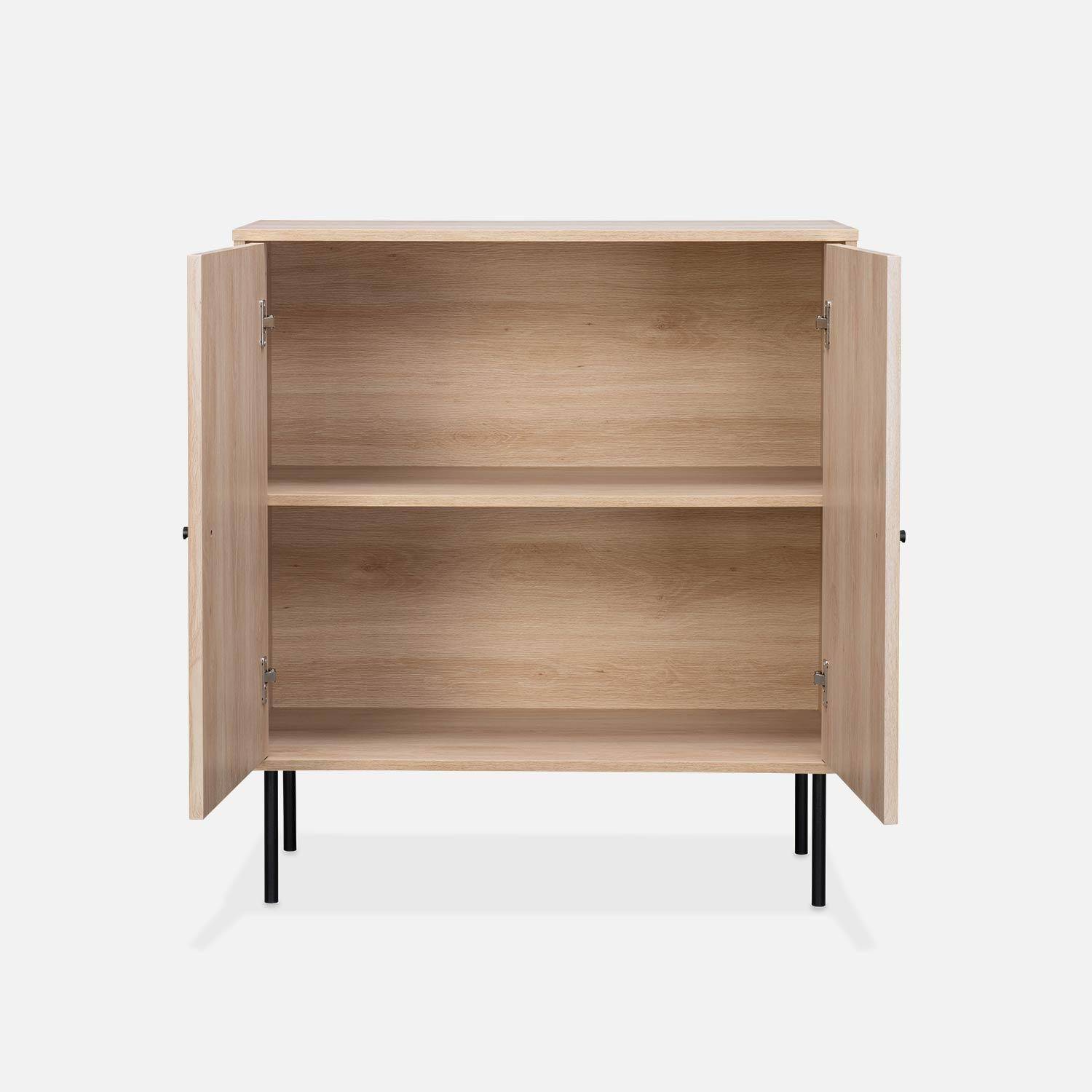 Grooved wood-effect storage cabinet with two doors and one shelf, 83.5x39x92.5cm - Braga - Natural Photo6