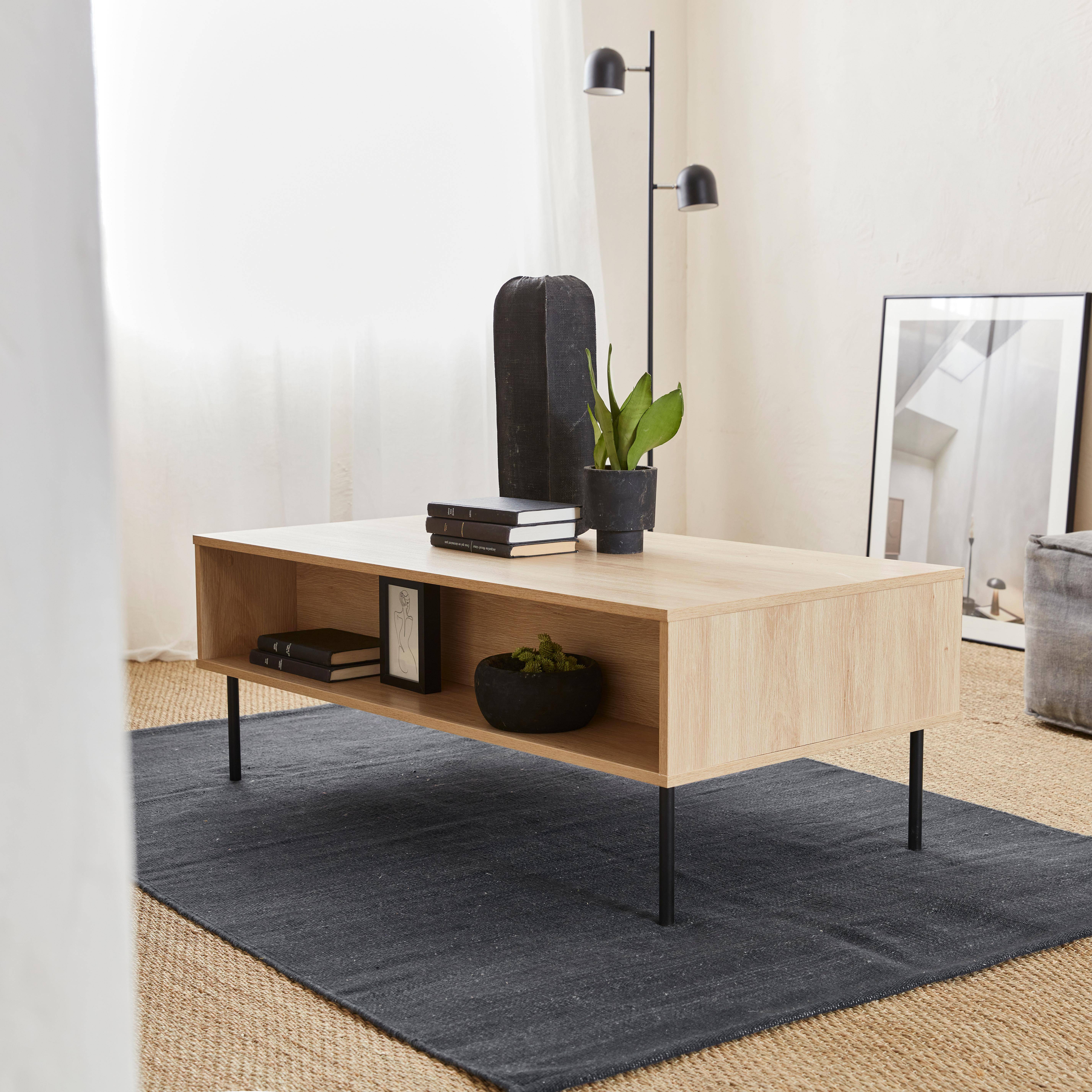 Table basse, Braga, un tiroir, deux espaces de rangement, L 110 x l 59 x H 41cm,sweeek,Photo2