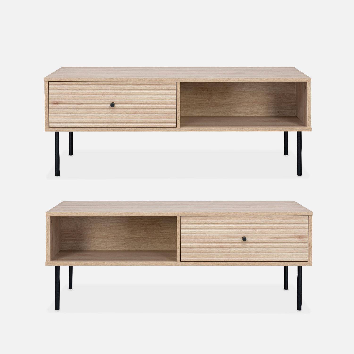 Table basse, Braga, un tiroir, deux espaces de rangement, L 110 x l 59 x H 41cm,sweeek,Photo4