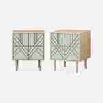 Lot de 2 tables de chevet décor bois vert céladon - Mika - 2 tiroirs - L 48 x l 40 x H 59cm Photo3