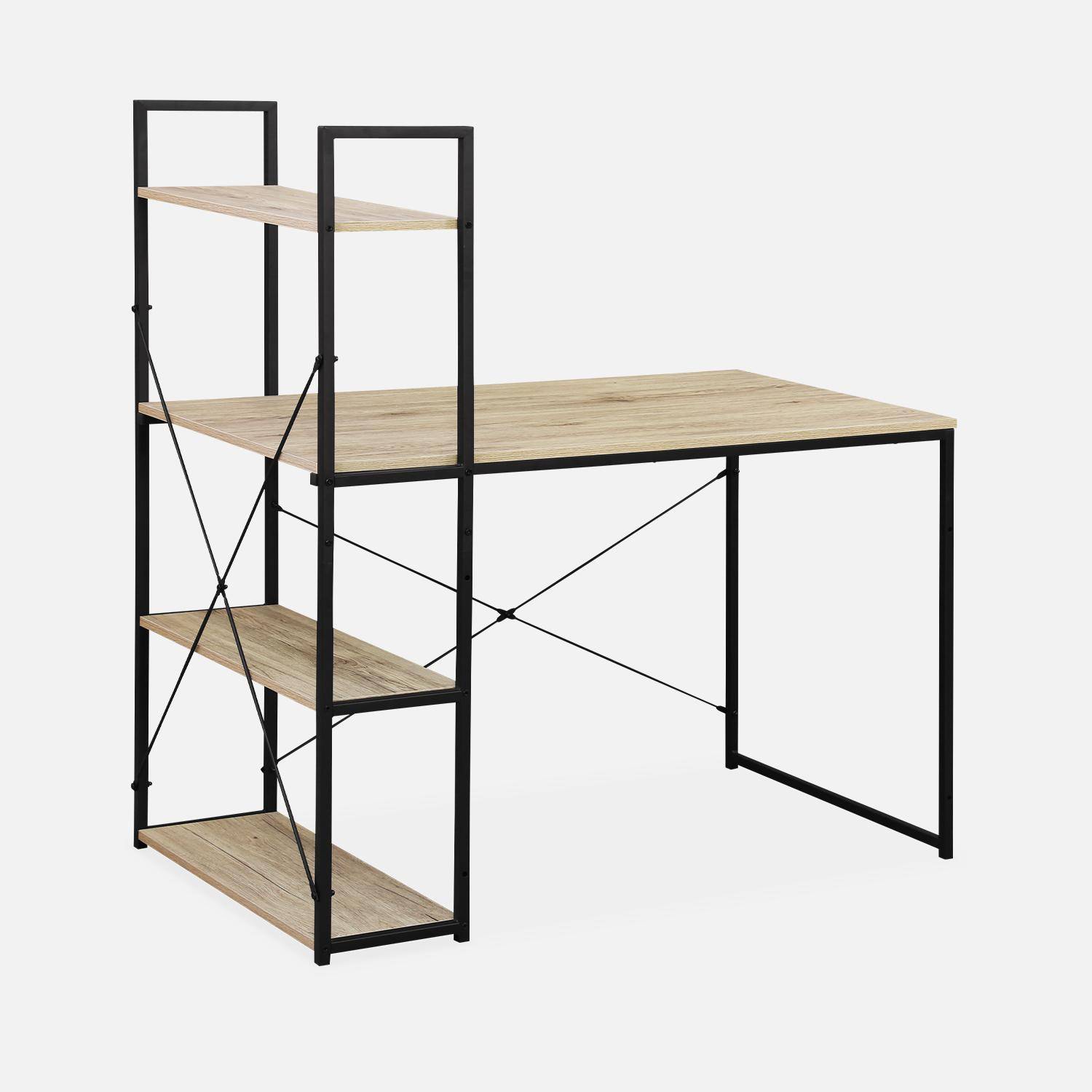 Desk with integrated bookcase with 4 side shelves, 113x60x120cm - Loft,sweeek,Photo5