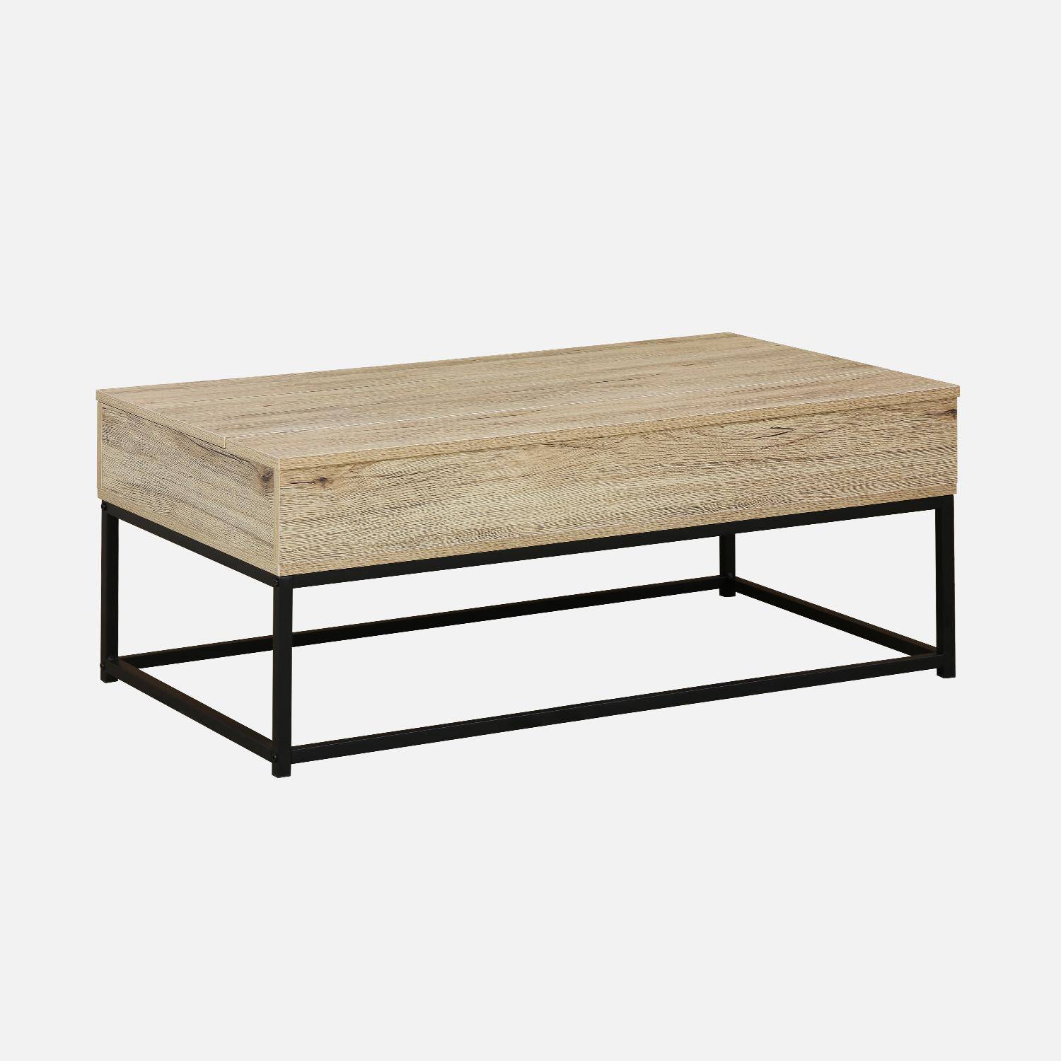 Table basse, loft, 1 plateau relevable, deux espaces de rangement, L 100 cm x l 55 cm x H 40,5 cm,sweeek,Photo4