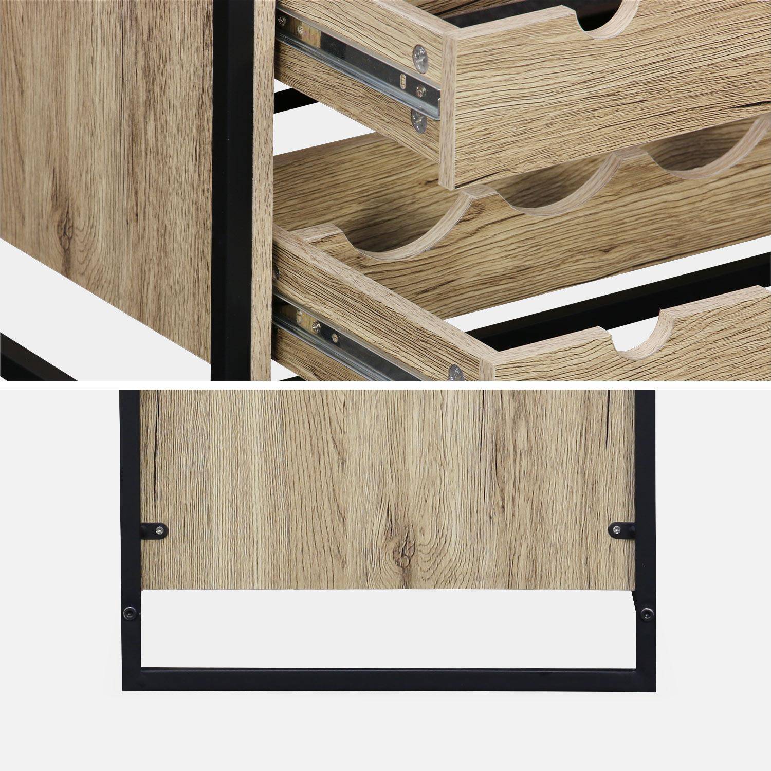 Metal and wood-effect wine rack with 5 shelves, 75x40x90cm - Loft,sweeek,Photo8