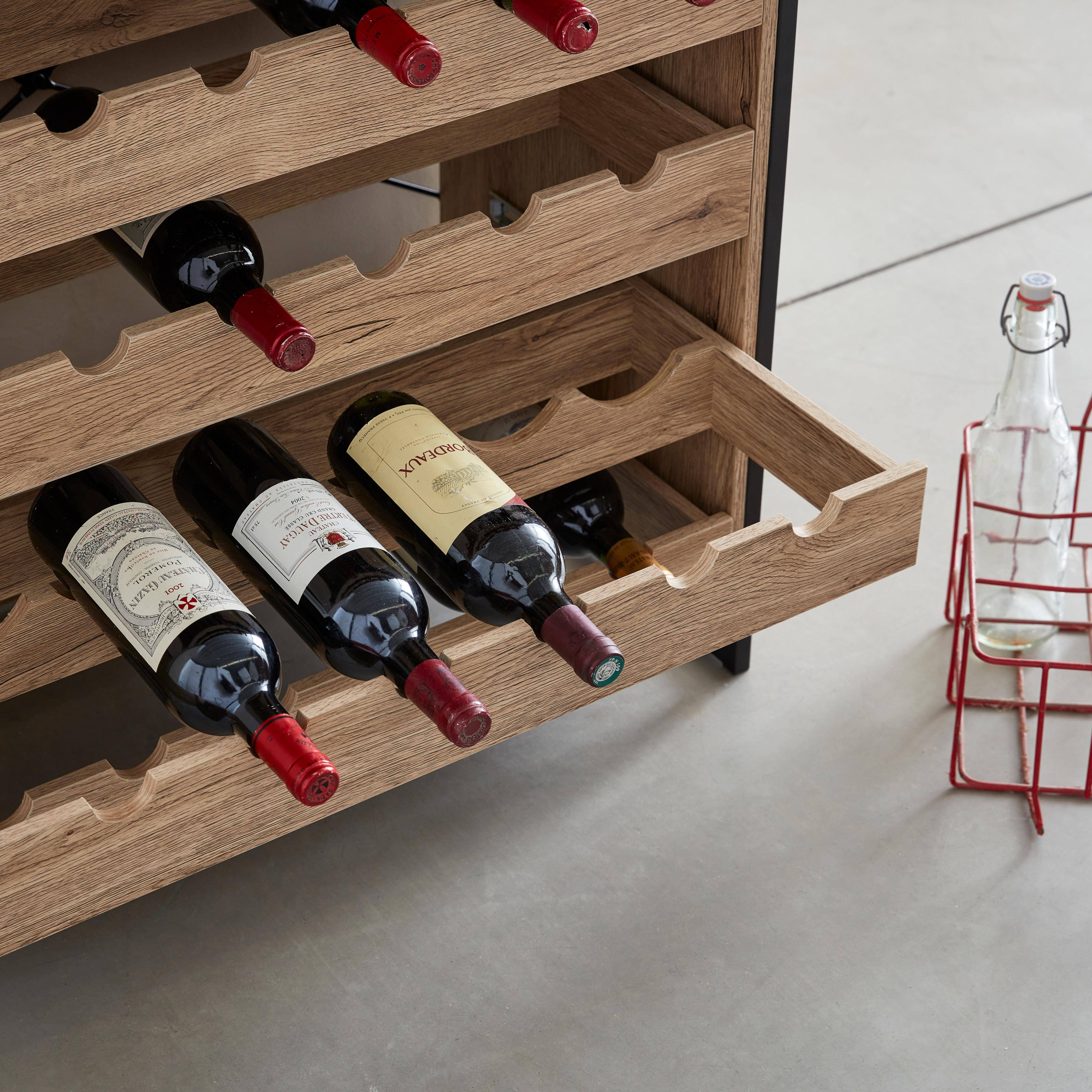 Metal and wood-effect wine rack with 5 shelves, 75x40x90cm - Loft,sweeek,Photo3