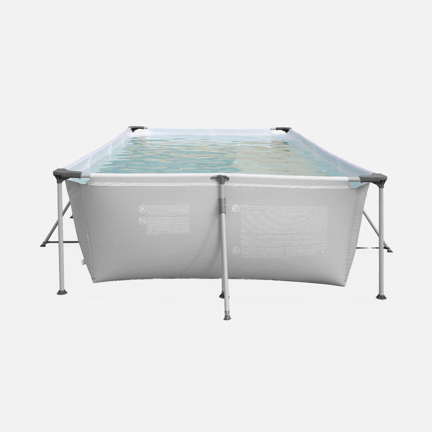 Bovengronds zwembad, grijs rechthoekig 4x2 met filterpomp en stalen frame Photo2