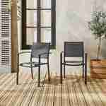 Lot de 2 chaises de jardin empilables en aluminium anthracite et textilène D56xL57xH85cm Photo2