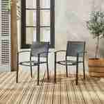 Lot de 2 fauteuils de jardin anthracite empilables aluminium et textilène P56xL57xH85cm Photo1