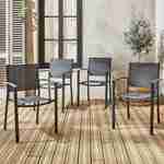 Lot de 4 chaises de jardin empilables en aluminium anthracite et textilène D56xL57xH85cm Photo1