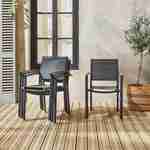 Lot de 4 chaises de jardin empilables en aluminium anthracite et textilène D56xL57xH85cm Photo2